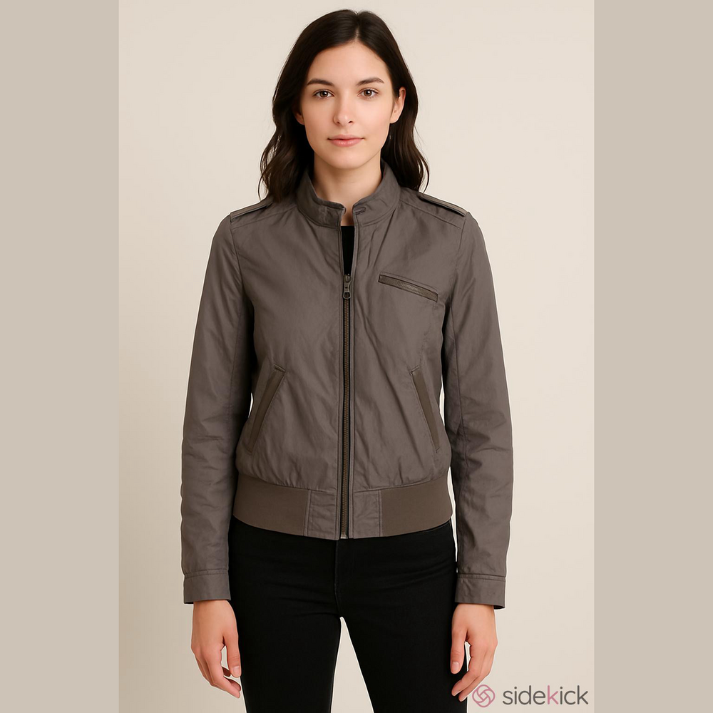 French Connection Bomber Flight Jacket Lightweight Grey Size 6